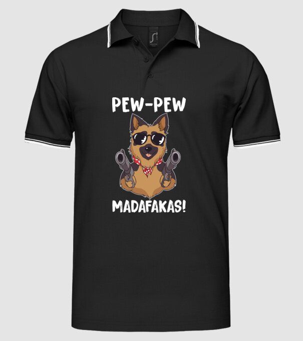 Pew Pew Pew Madafakas Ciobănesc german model negru pe tricou