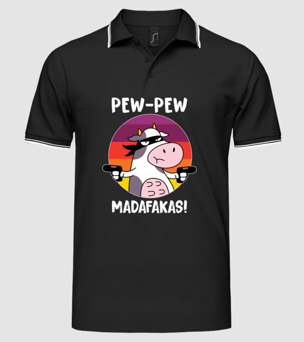 Pew Pew Pew Madafakas Vacă model negru pe tricou