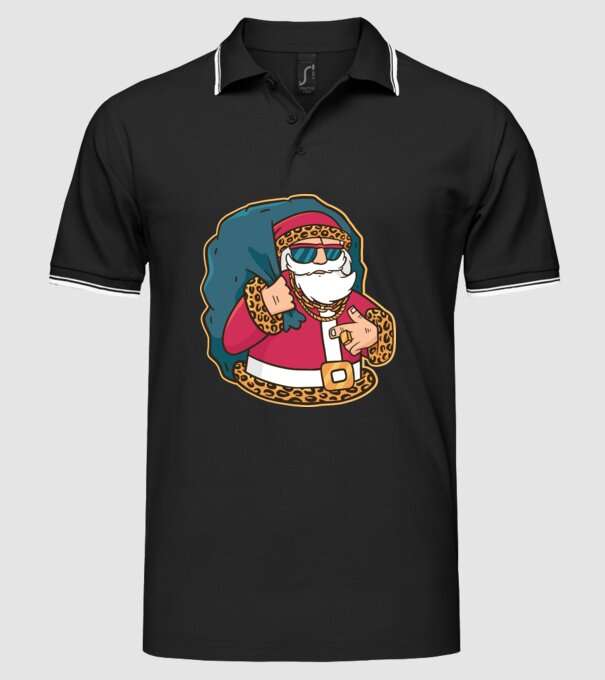 Moș Crăciun Pimp model negru pe tricou