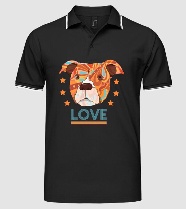 Dragoste Pitbull model negru pe tricou