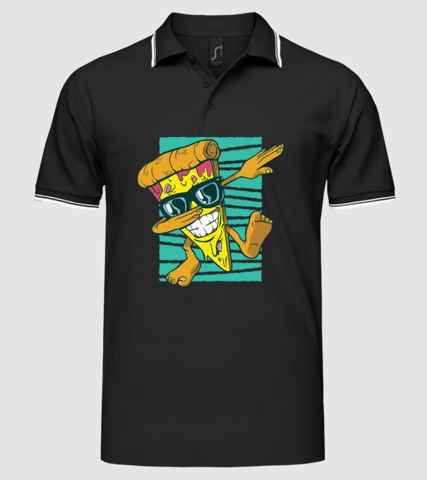 Felie de pizza DAB model negru pe tricou