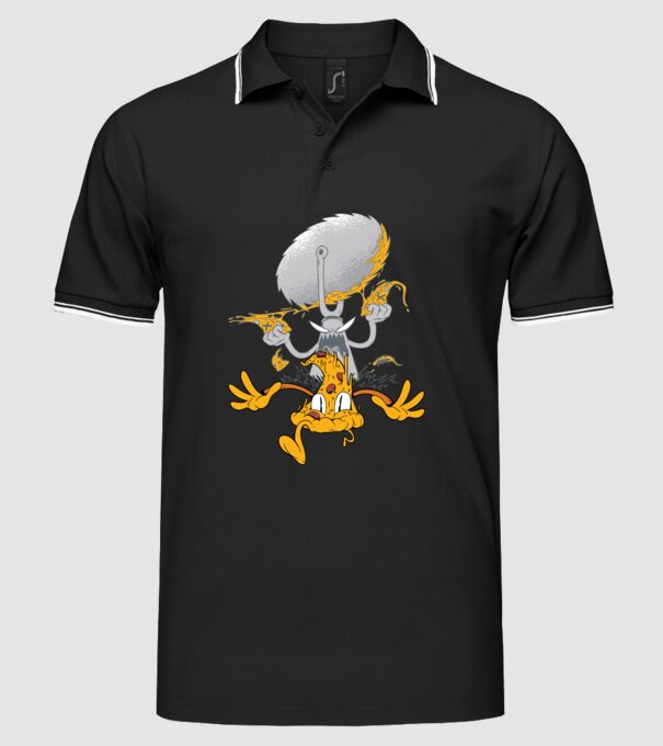 Monstru tăietor de Pizza model negru pe tricou