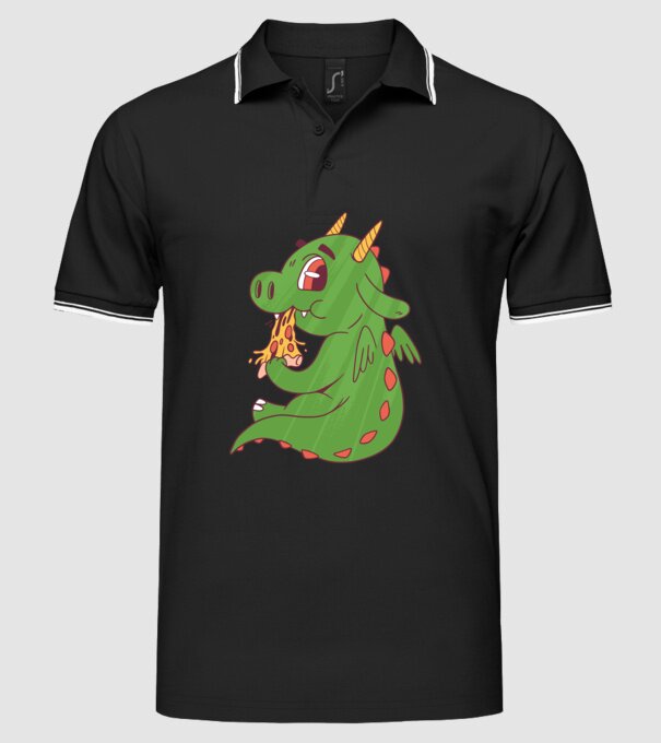 Pizza Dino model negru pe tricou