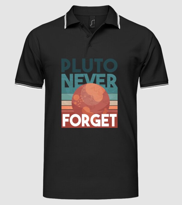 Pluto never forget model negru pe tricou
