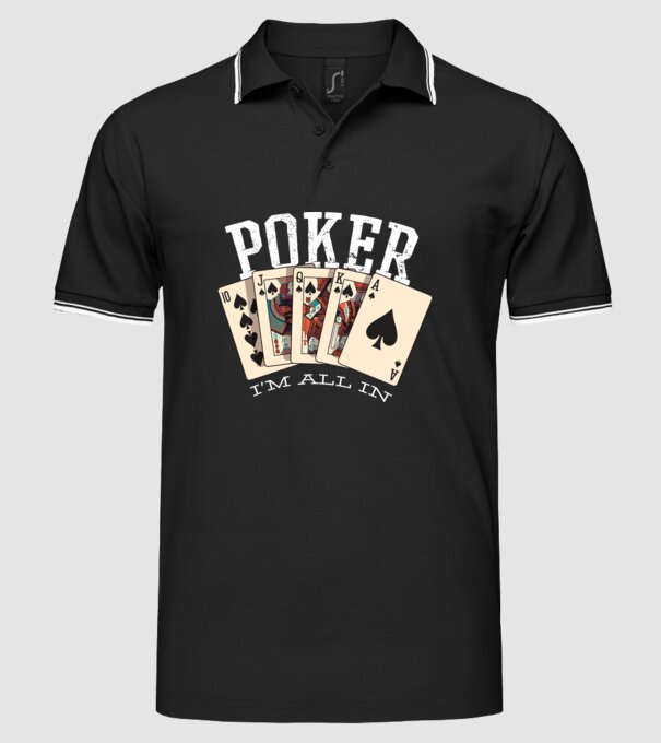 Poker All in model negru pe tricou