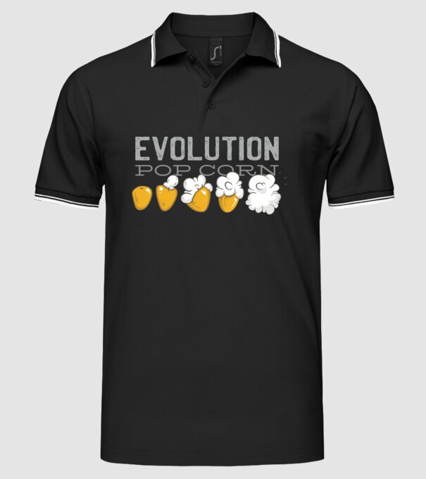 Evoluție Popcorn model negru pe tricou