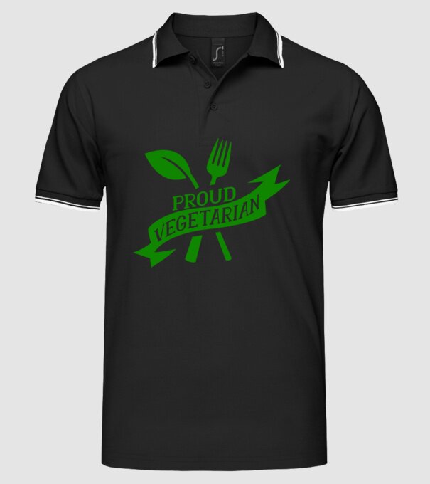 Proud Vegetarian model negru pe tricou