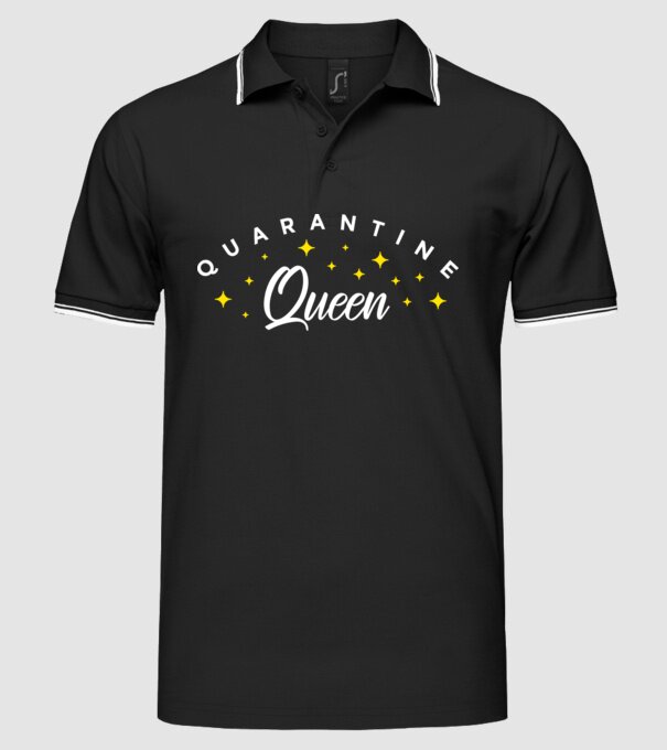 Quarantine queen model negru pe tricou