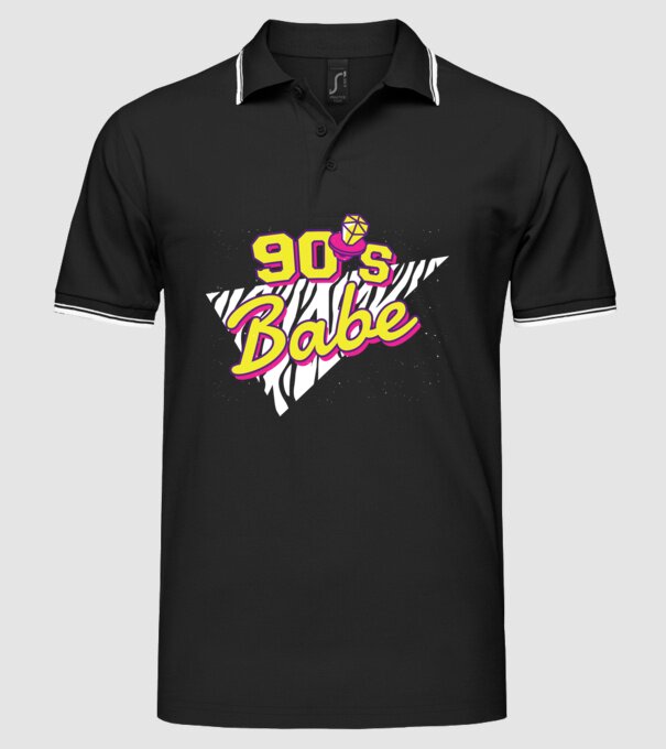 Retro 90s Babe model negru pe tricou