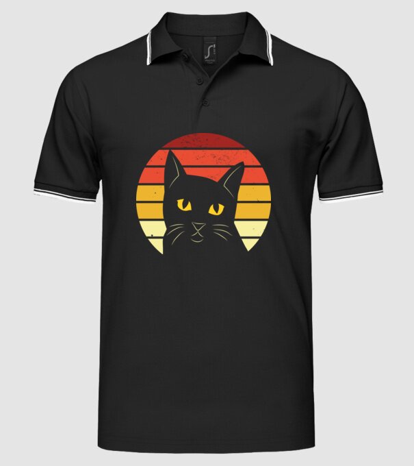 Cap pisică retro model negru pe tricou