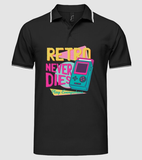 Retro Gameboy model negru pe tricou