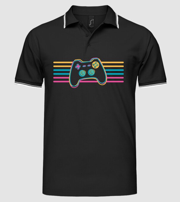 Gamer Controler Retro model negru pe tricou