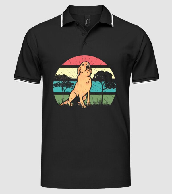 Golden Retriever retro model negru pe tricou