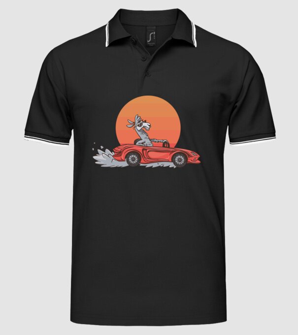 Mașină Retro Llama model negru pe tricou
