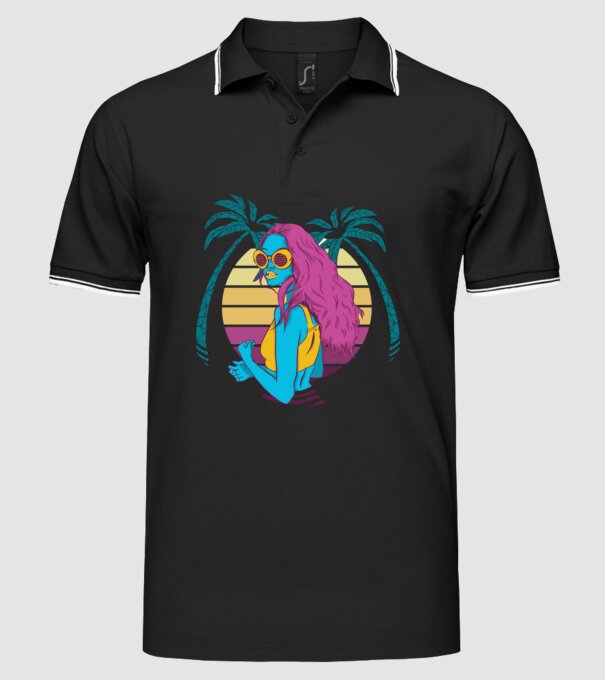 Fată Retro model negru pe tricou