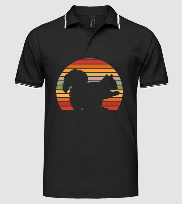 Veveriță Retro model negru pe tricou