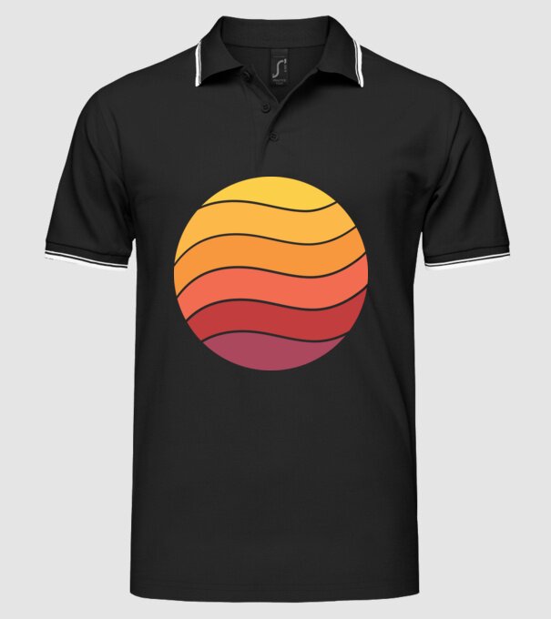 Fond Retro Apus de soare model negru pe tricou