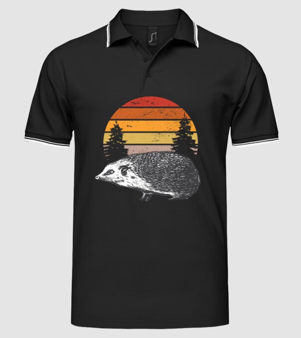 Arici Retro model negru pe tricou