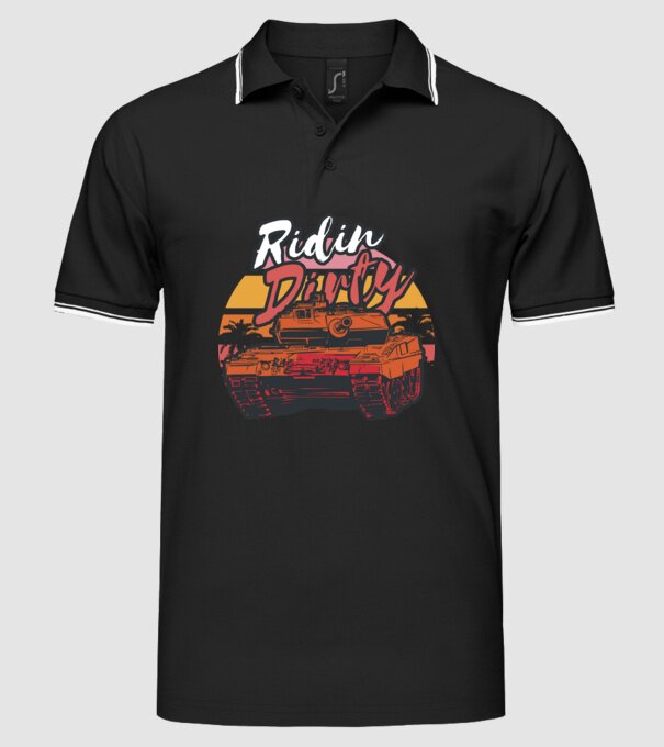 Ridin Dirty tricou cu tanc model negru pe tricou