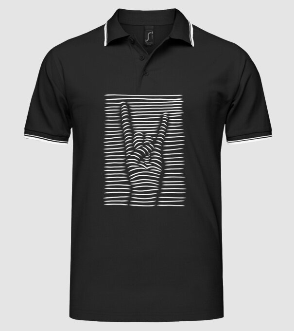 Mână Rocker model negru pe tricou
