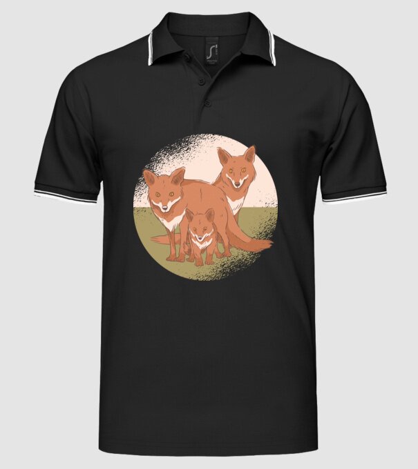 Familie Vulpe model negru pe tricou