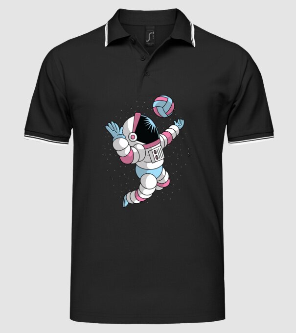 Astronaut voleibalist model negru pe tricou