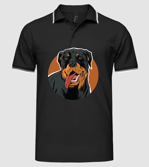 Tricou cu Câine Rottweiler model negru pe tricou