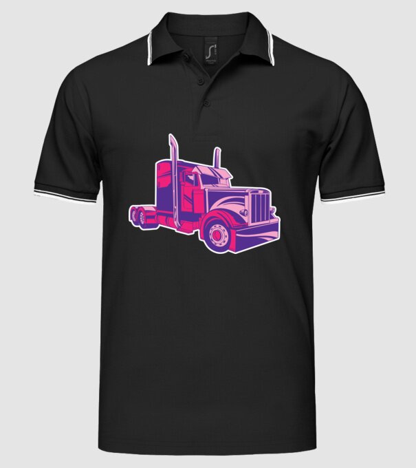 Camion roz model negru pe tricou
