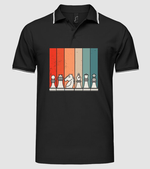 Șah Retro model negru pe tricou