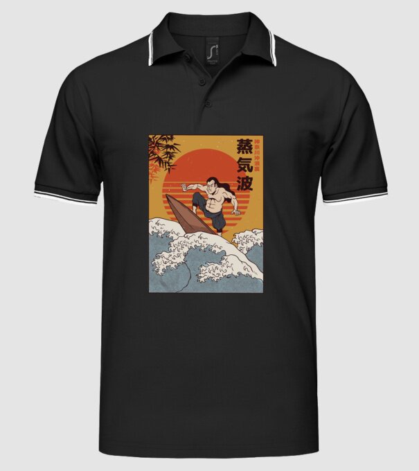 Samurai Surf model negru pe tricou