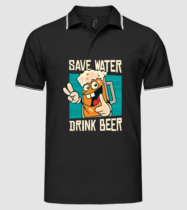 Save water, drink beer tricou amuzant bere model negru pe tricou