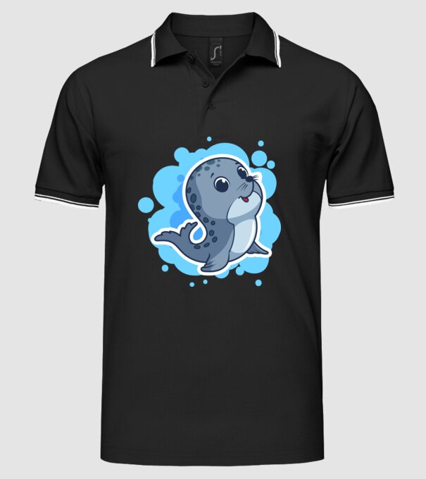 Sea Lion - Focă drăguță model negru pe tricou
