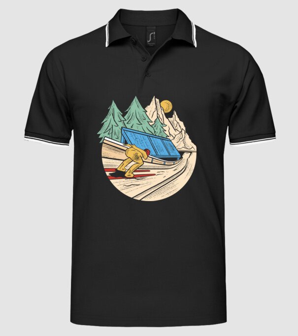 Săritor cu schiuri model negru pe tricou