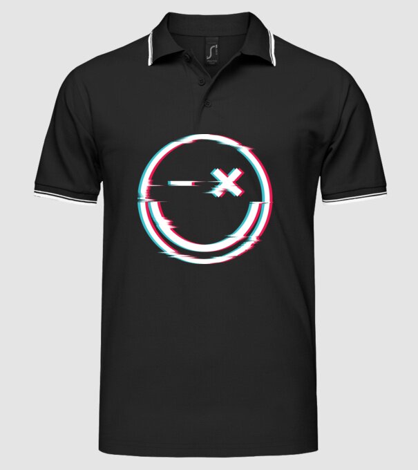 Smile glitch neon tiktok style model negru pe tricou