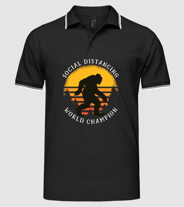 Campion Social Distancing model negru pe tricou