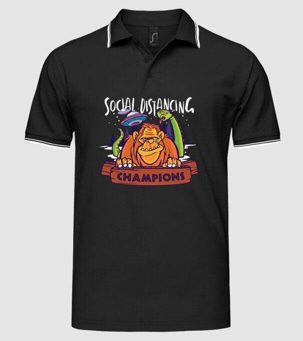Campioni Social Distancing model negru pe tricou