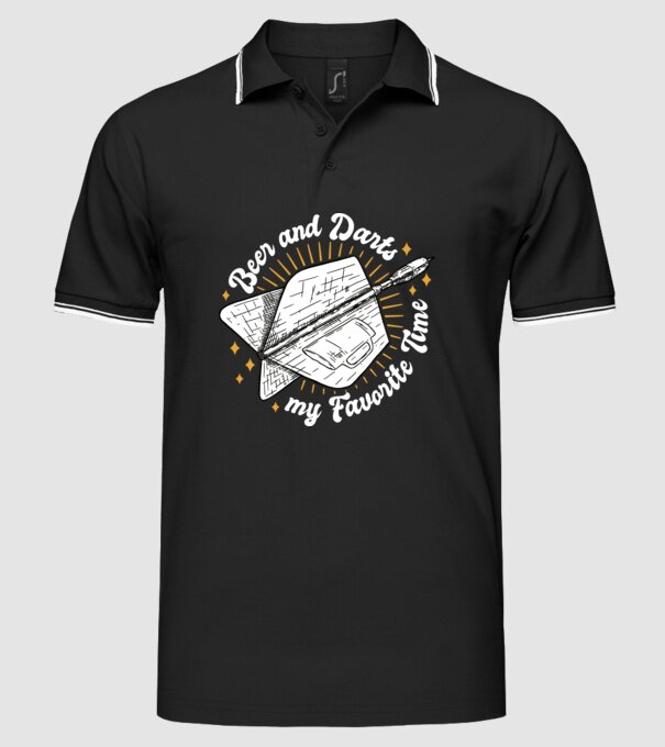 Bere și darts model negru pe tricou