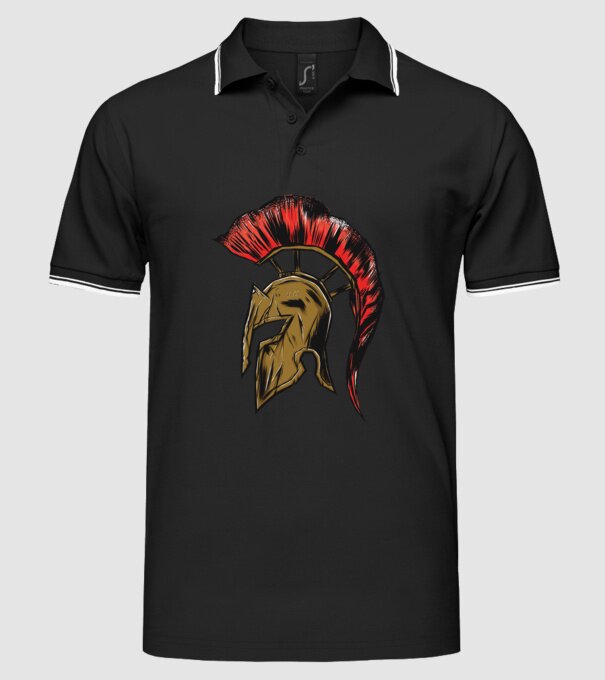 Cască războinic Sparta model negru pe tricou