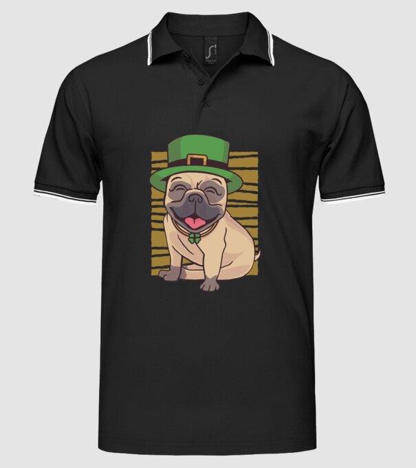 Sfântul Patrick Mops model negru pe tricou