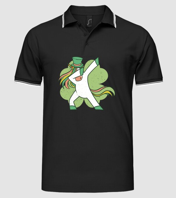 St Patrick Unicorn DAB model negru pe tricou