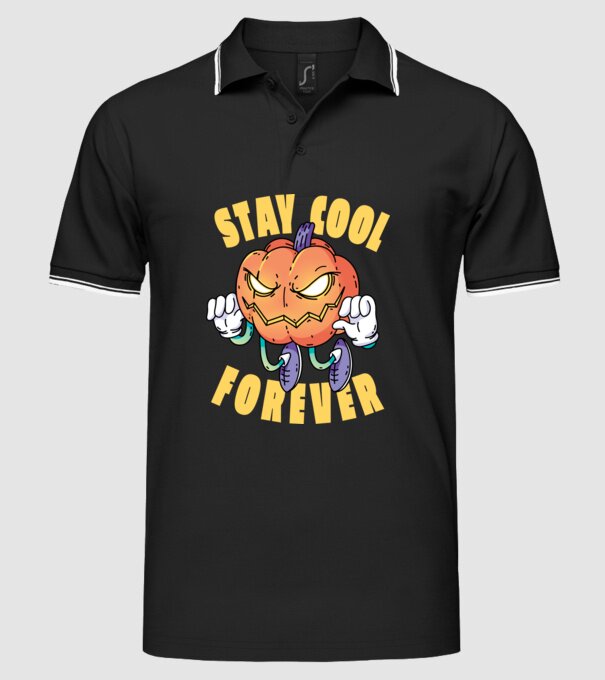 Dovleac de Halloween Stay Cool Forever model negru pe tricou