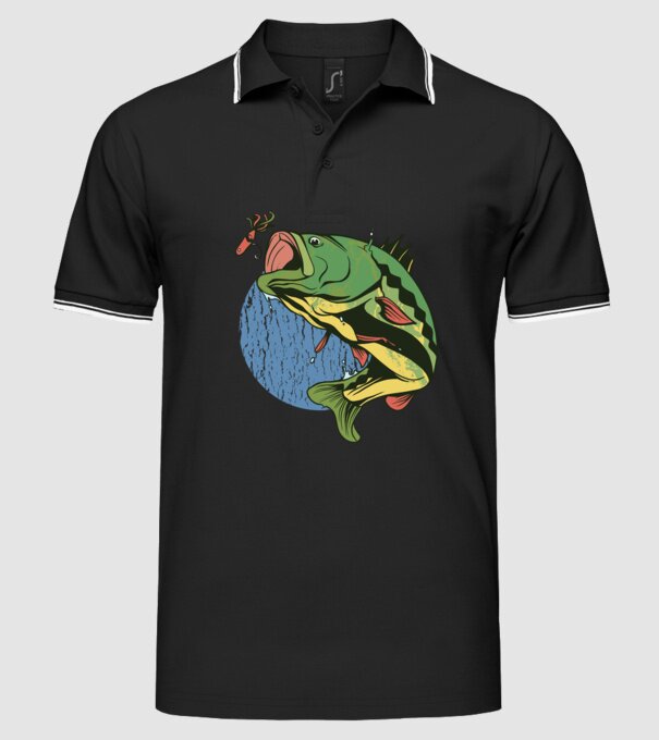 Biban Pescar model negru pe tricou