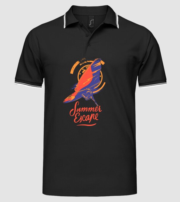 Summer escape Surf model negru pe tricou