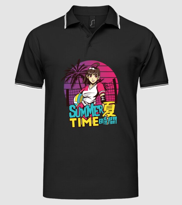 Summer Girl Anime Fată Manga model negru pe tricou