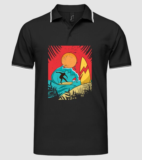 Afiș Surf model negru pe tricou