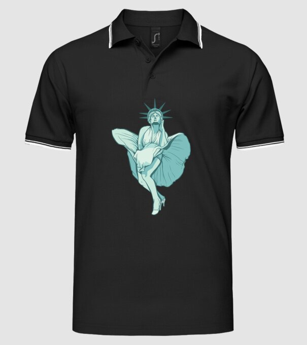 Statuia Libertății rușinos model negru pe tricou