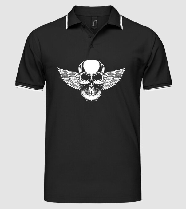 Craniu cu Aripi model negru pe tricou