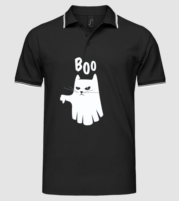 Pisică Fantomă model negru pe tricou