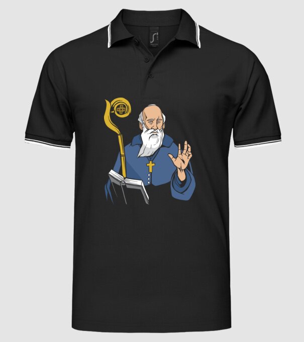 Sfântul Benedict model negru pe tricou