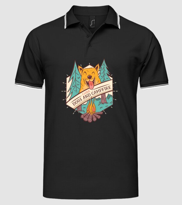 Iubesc câinii și campingul model negru pe tricou